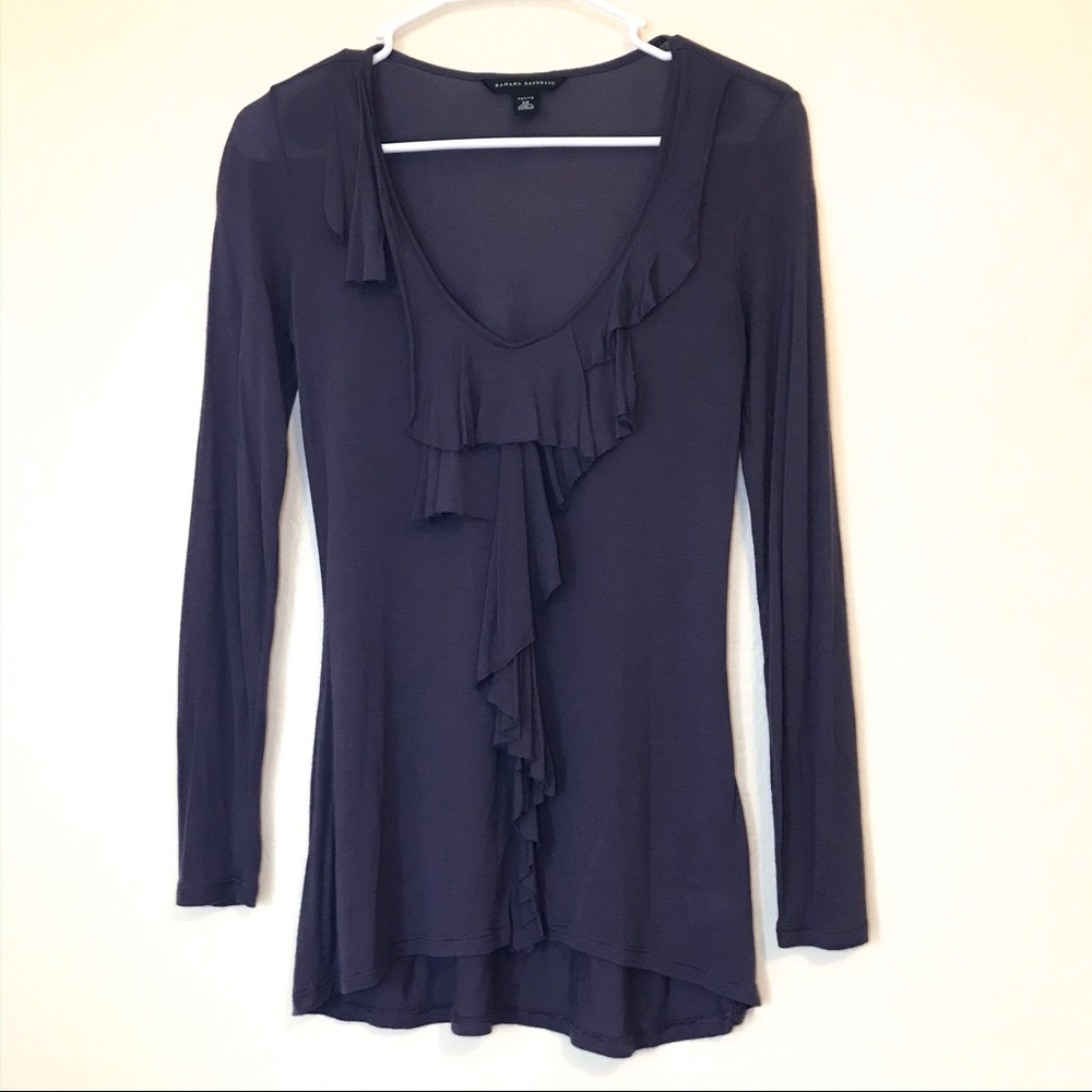 Banana Republic Front Ruffle Long Sleeve Modal XS